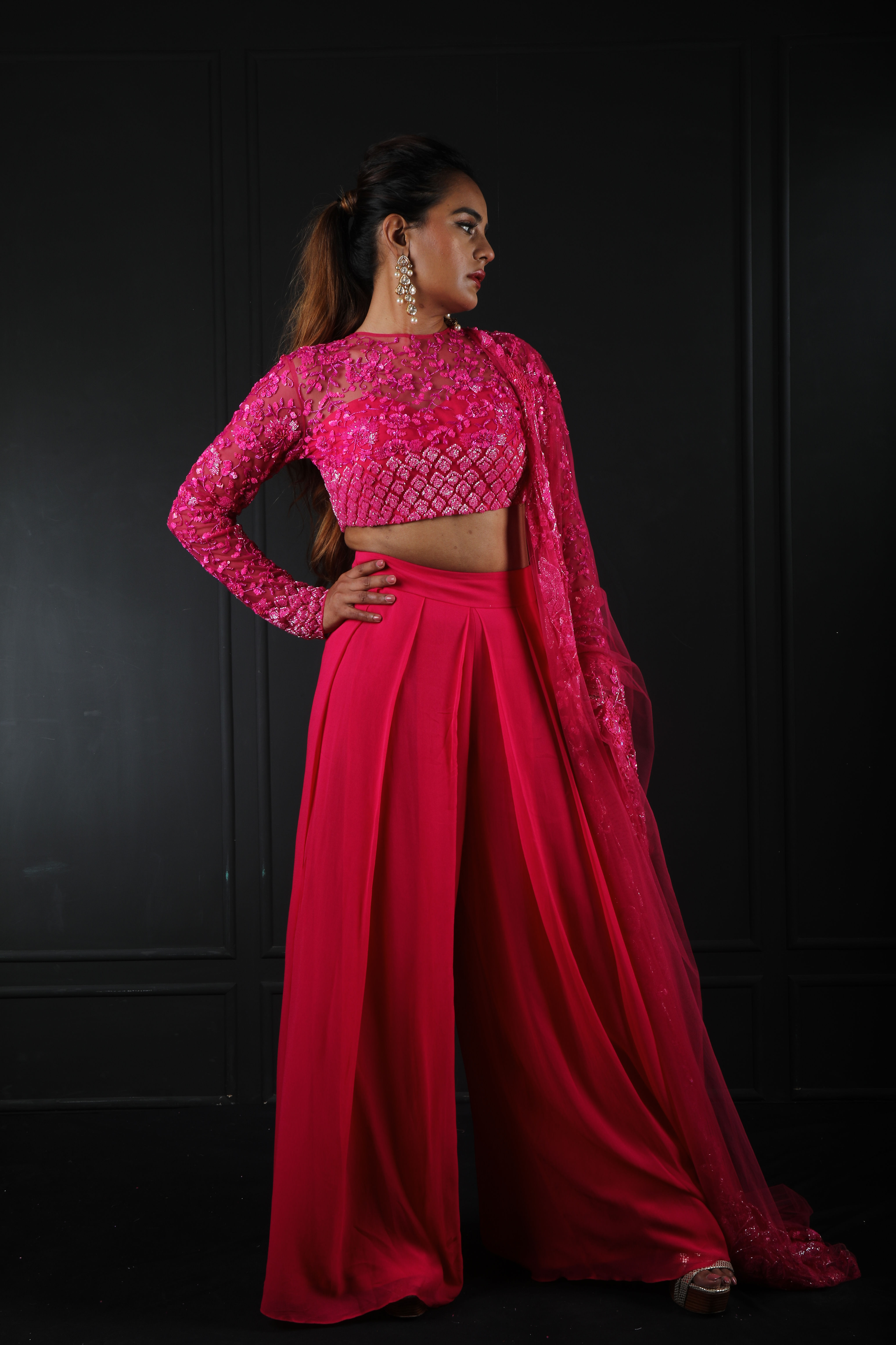 Fuschia pink top & pant set