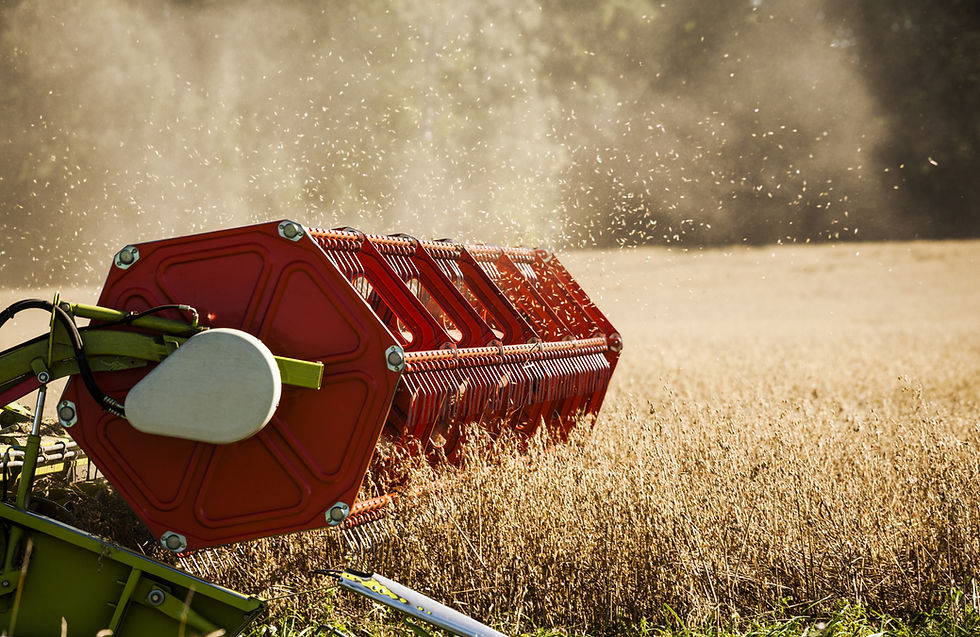 Combine Harvester on Field