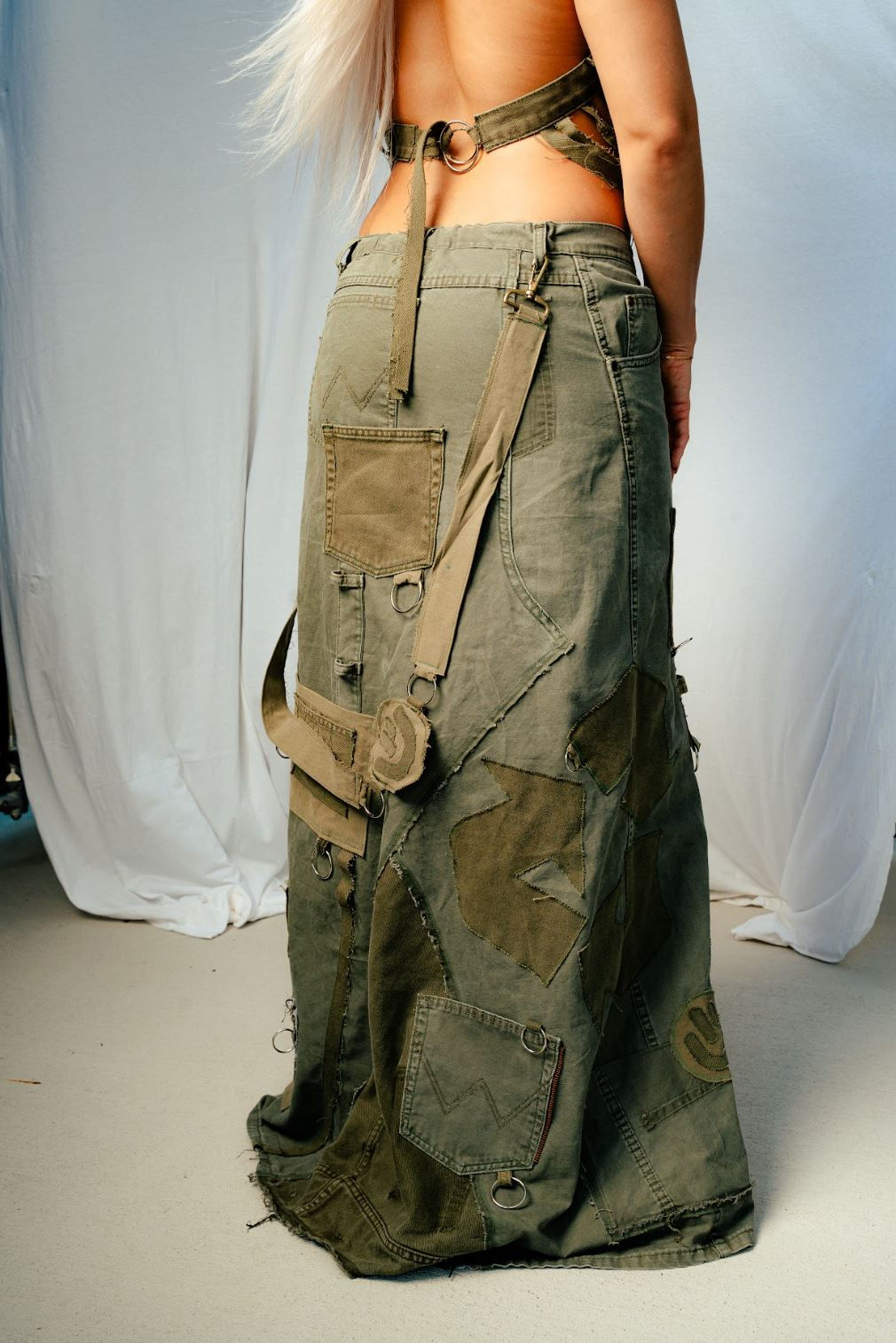 Patchwork Cargo Skirt
