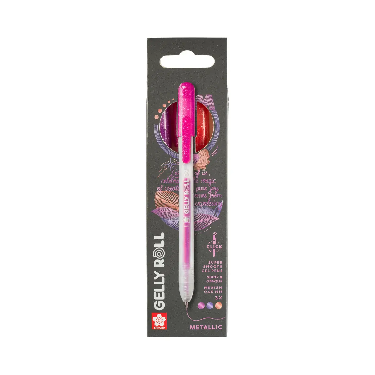 SAKURA Gelly roll Set de 3 stylos gel métalliques - Rouge / Rose / Violet