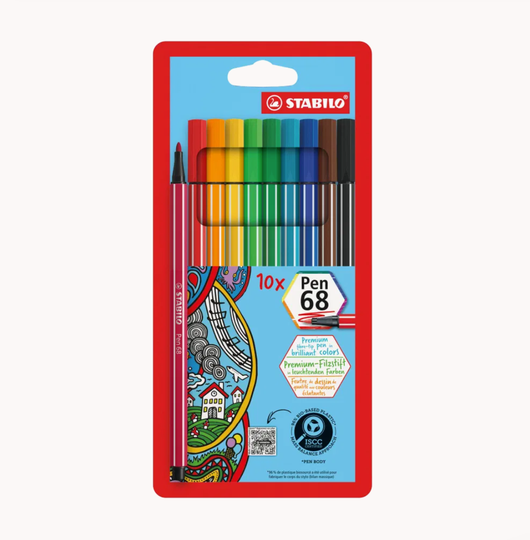 STABILO Pen 68 Etui carton de 10 feutres