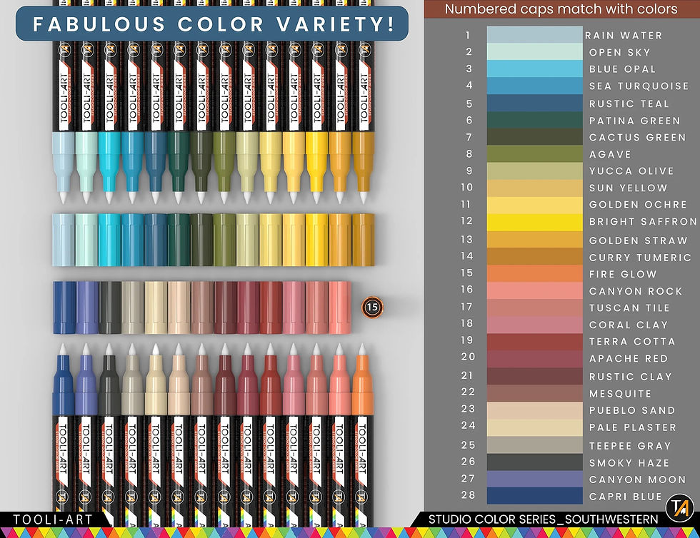 Miniature : TOOLI ART Marqueurs Acryliques Set Southwestern 28 couleurs EF 0.7mm