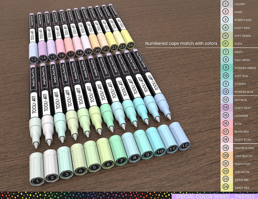 Miniature : TOOLI ART Marqueurs Acryliques Set Pastels 24 couleurs EF 07mm