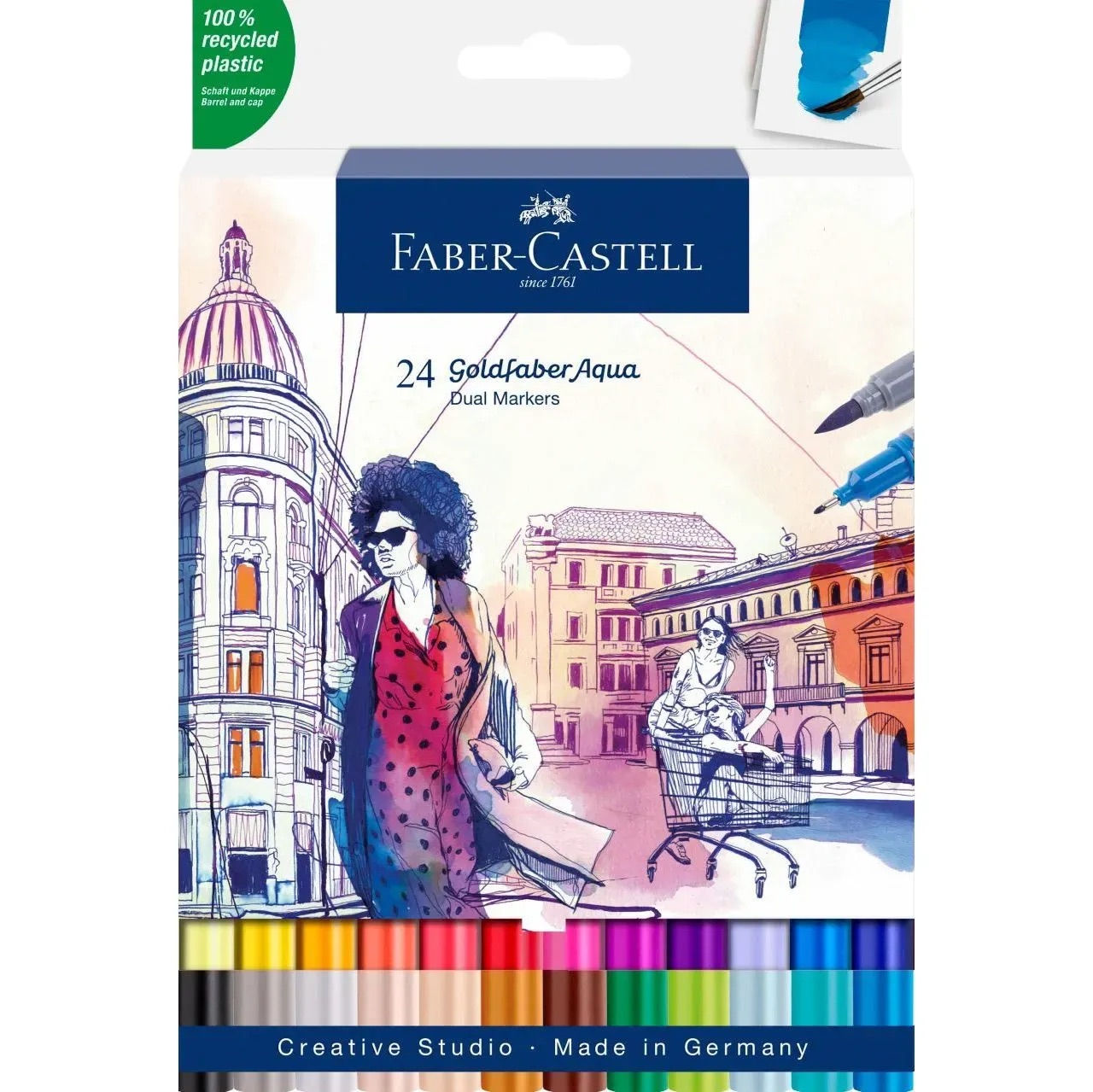 FABER CASTELL Goldfaber Aqua Dual Marker, boîte de 24