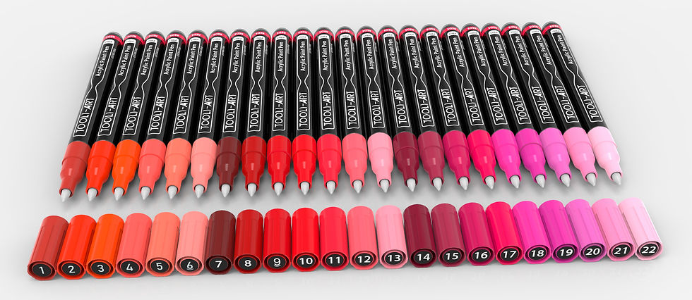 Miniature : TOOLI ART Marqueurs Acryliques Set Rouge 22 couleurs EF 0.7mm