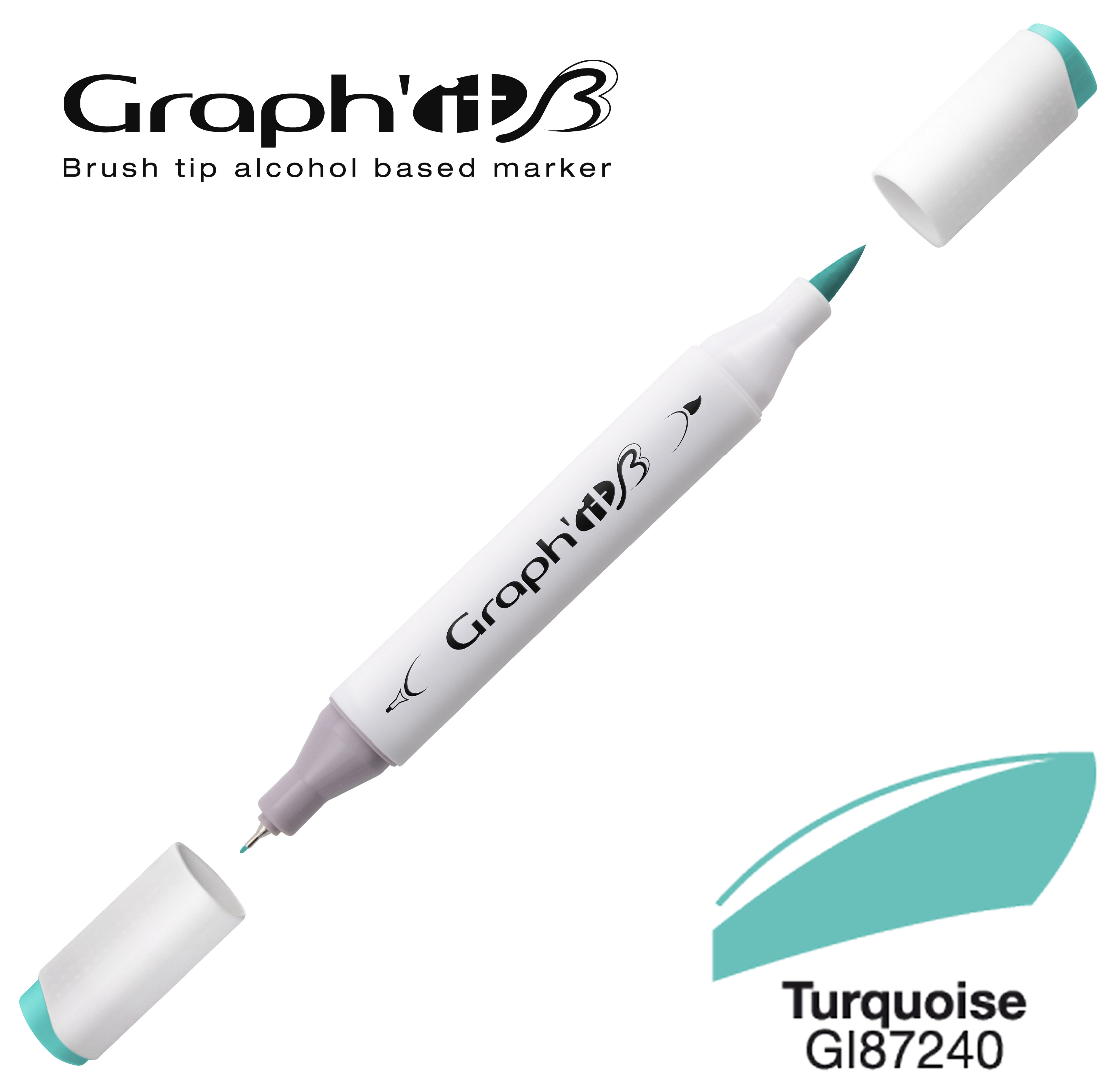 Graph'it Marqueur alcool brush 7240 - Turquoise