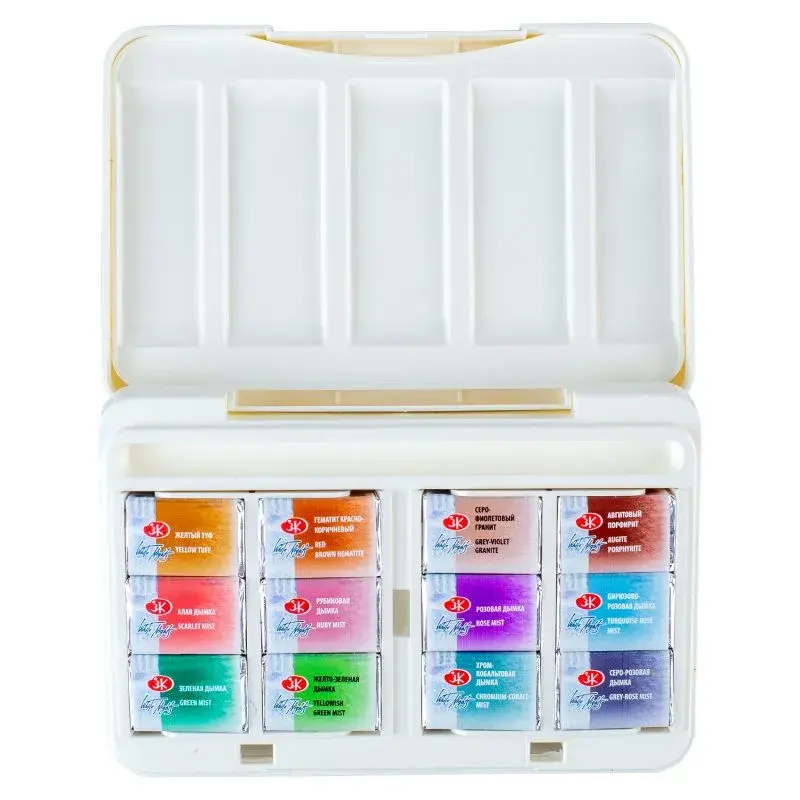 Miniature : White Nights Set d'aquarelle boîte plastique 12 godets Granulation natural earth