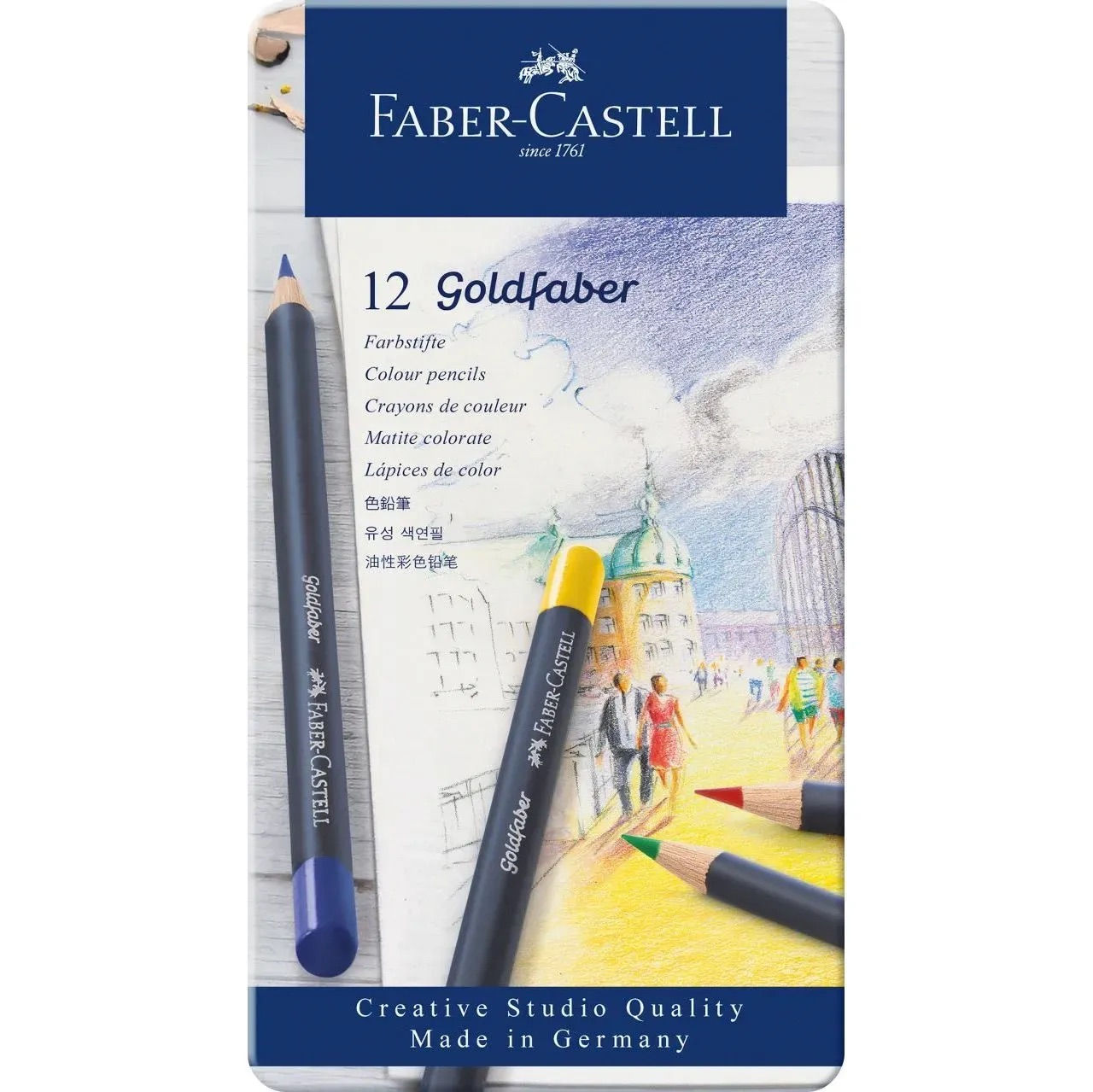 FABER CASTELL Crayons Goldfaber Permanent boite métal 12x