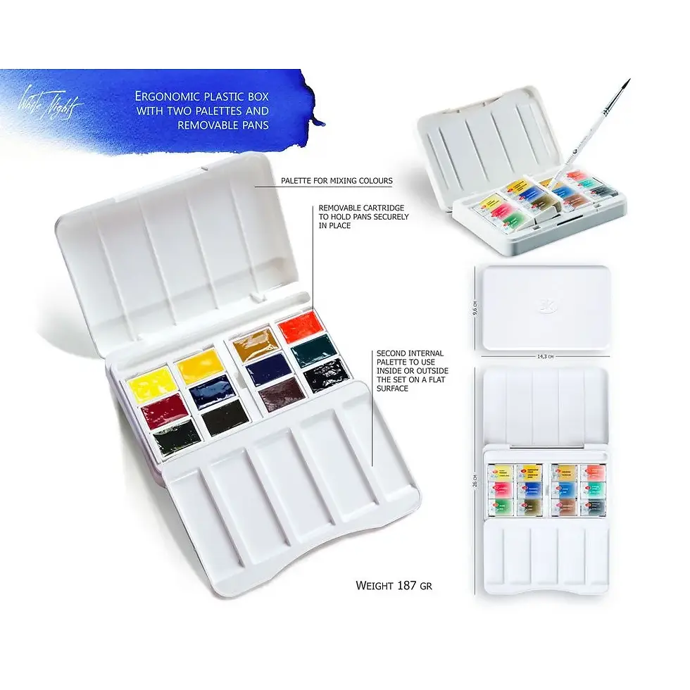 Miniature : White Nights Set d'aquarelle, boîte en plastique, 12 godets