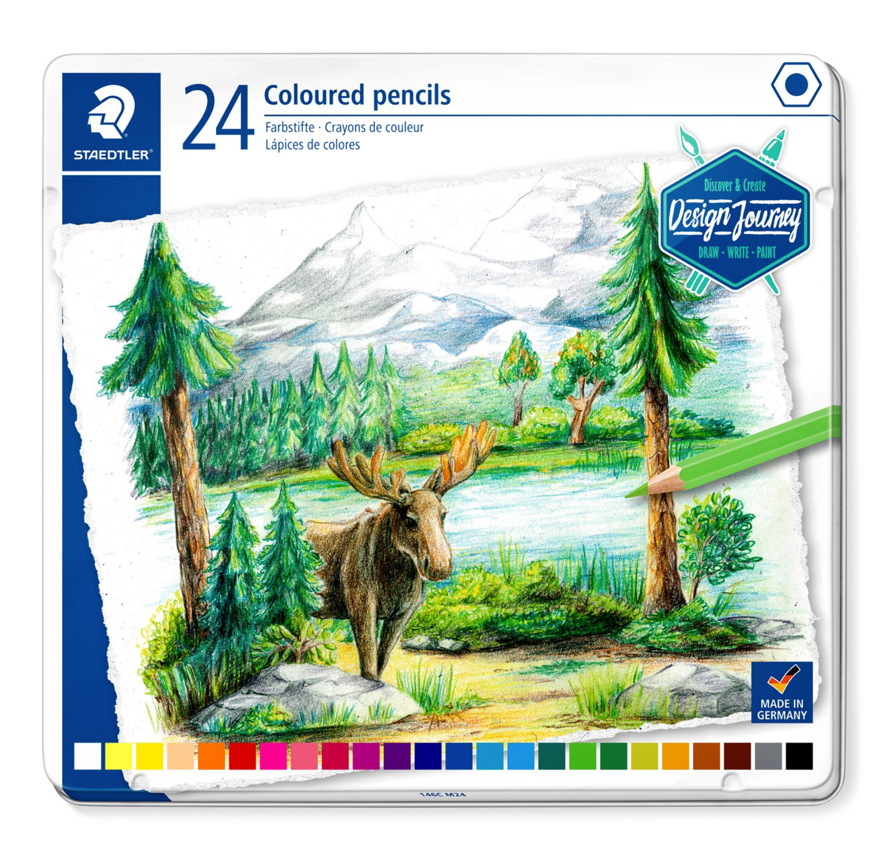STAEDTLER Boîte métal 24 crayons de couleur assortis