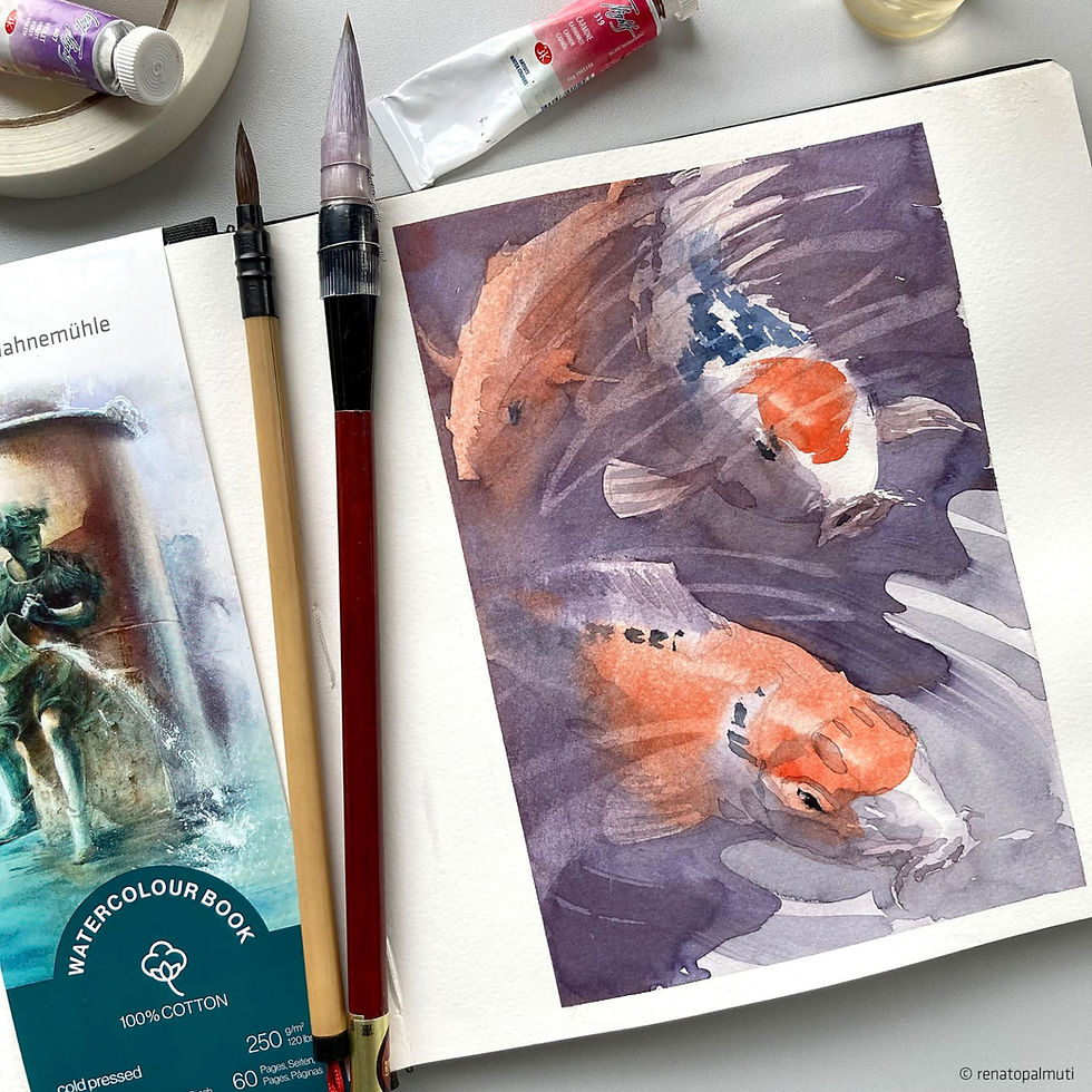 Miniature : HAHNEMÜHLE Carnet d’aquarelle 100% Coton, 250g/m2 19,5x19,5cm, grain fin, 60p