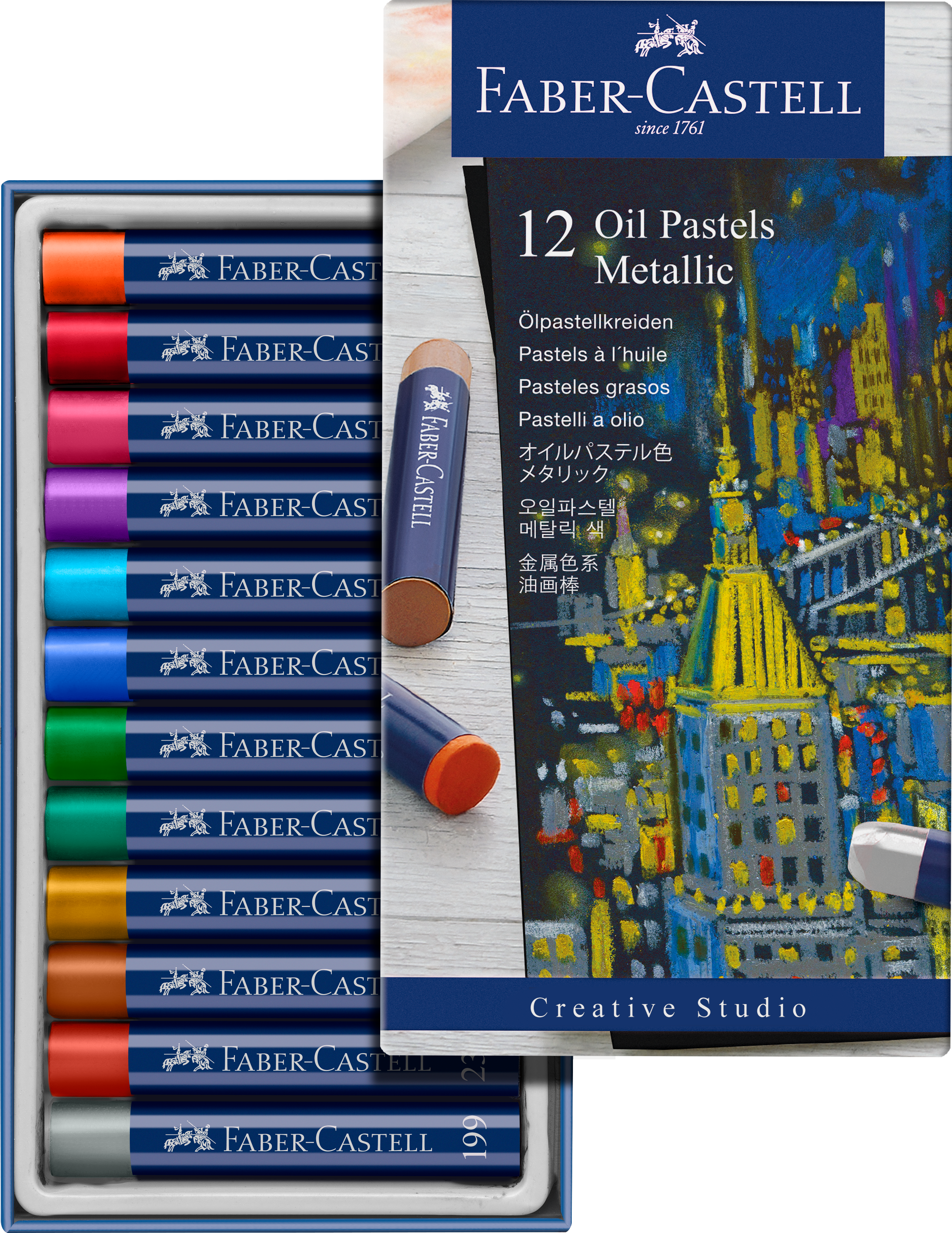FABER CASTELL Pastel à l'huile boîte de 12x metallic