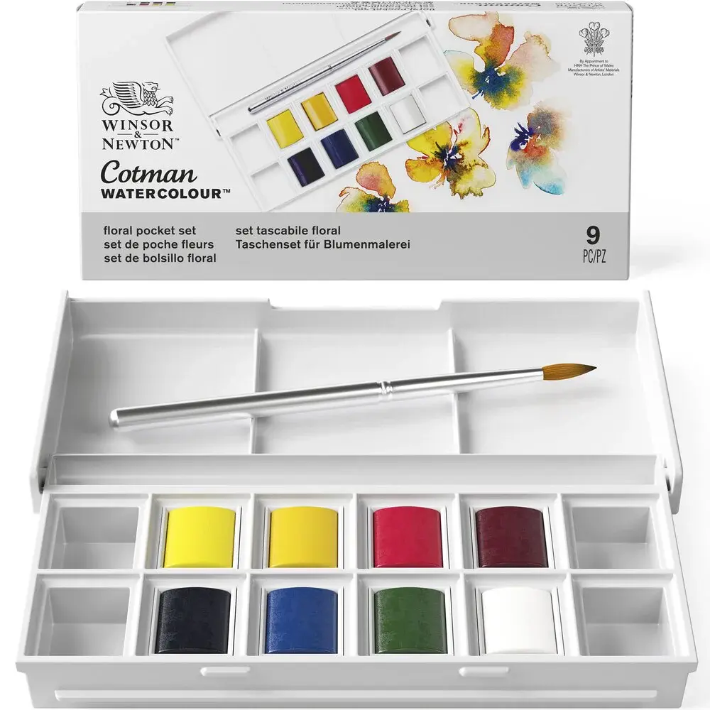 WINSOR&NEWTON Aquarelle fine Cotman Set de poche 8 1/2 godets floral