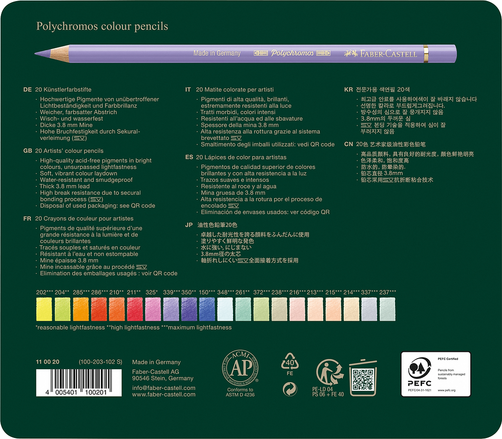 Miniature : FABER CASTELL Boîte métal 20 nouveaux crayons Polychromos