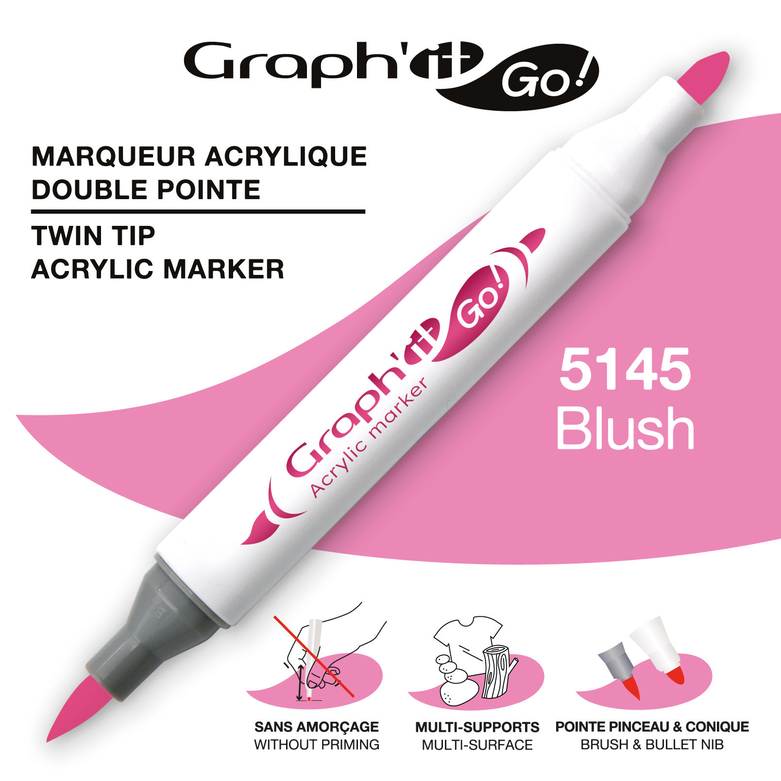 GRAPH'IT GO Marqueur acrylique double pointe - 5145 - BLUSH