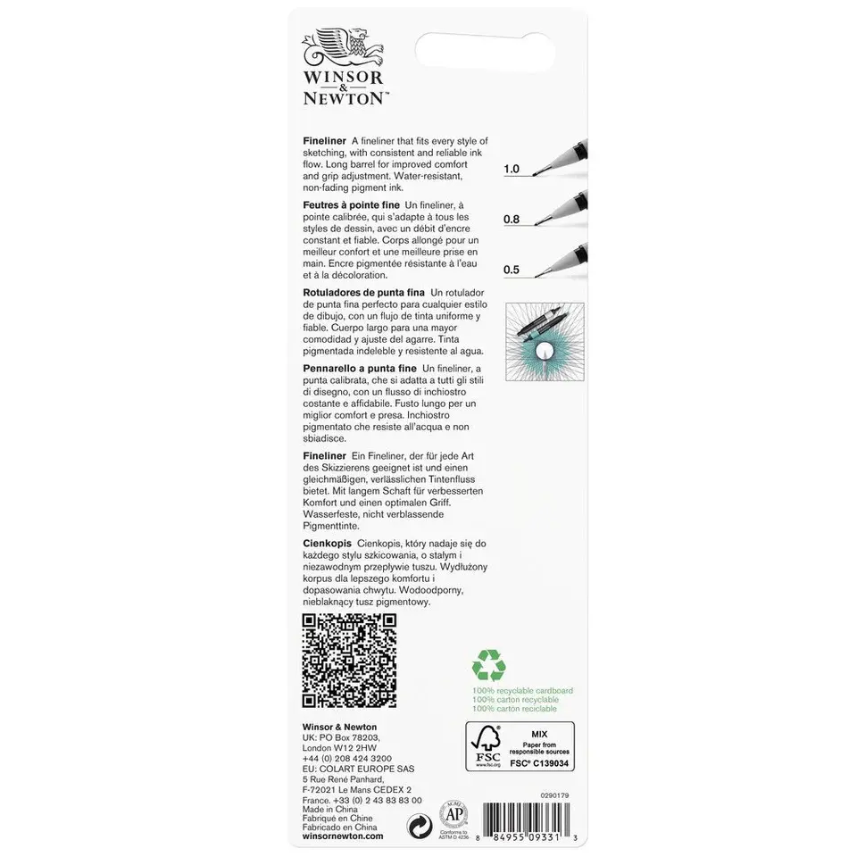Miniature : WINSOR&NEWTON fineliner noir x3 assortis large