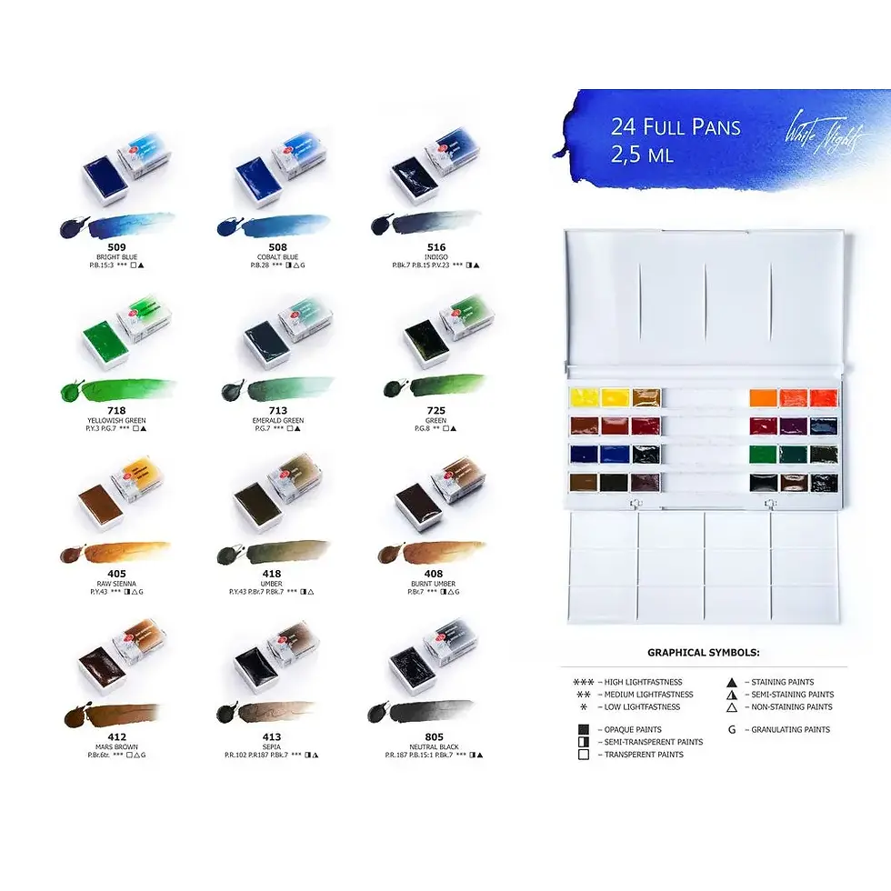 Miniature : White Nights Set d'aquarelle, boîte en plastique, 24 godets