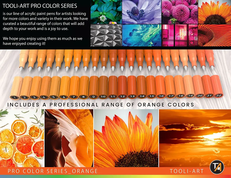 Miniature : TOOLI ART Marqueurs Acryliques Set Orange 22 couleurs EF 0.7mm
