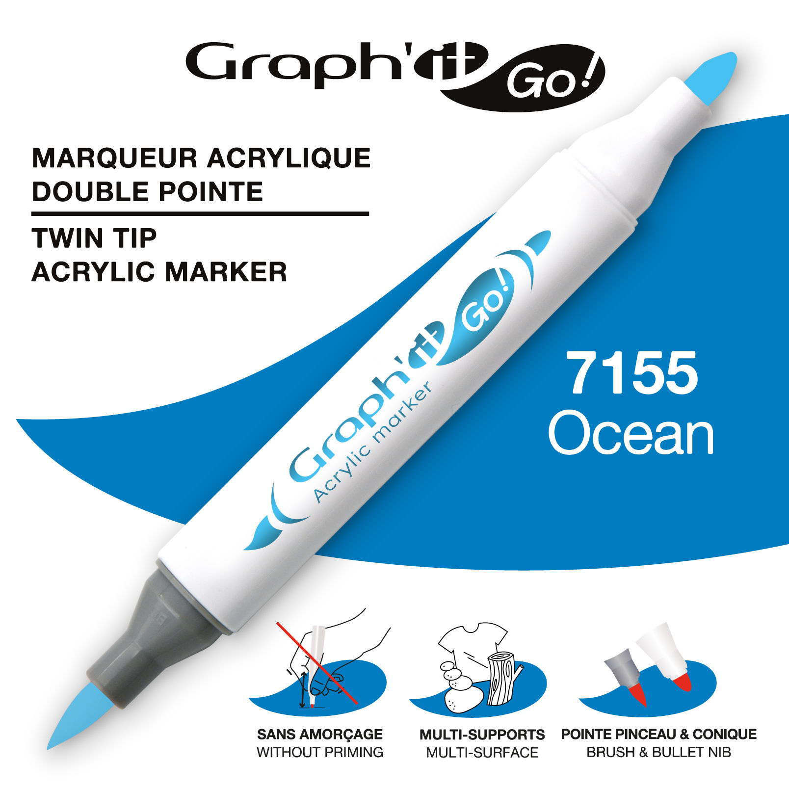GRAPH'IT GO Marqueur acrylique double pointe - 7155 - OCEAN