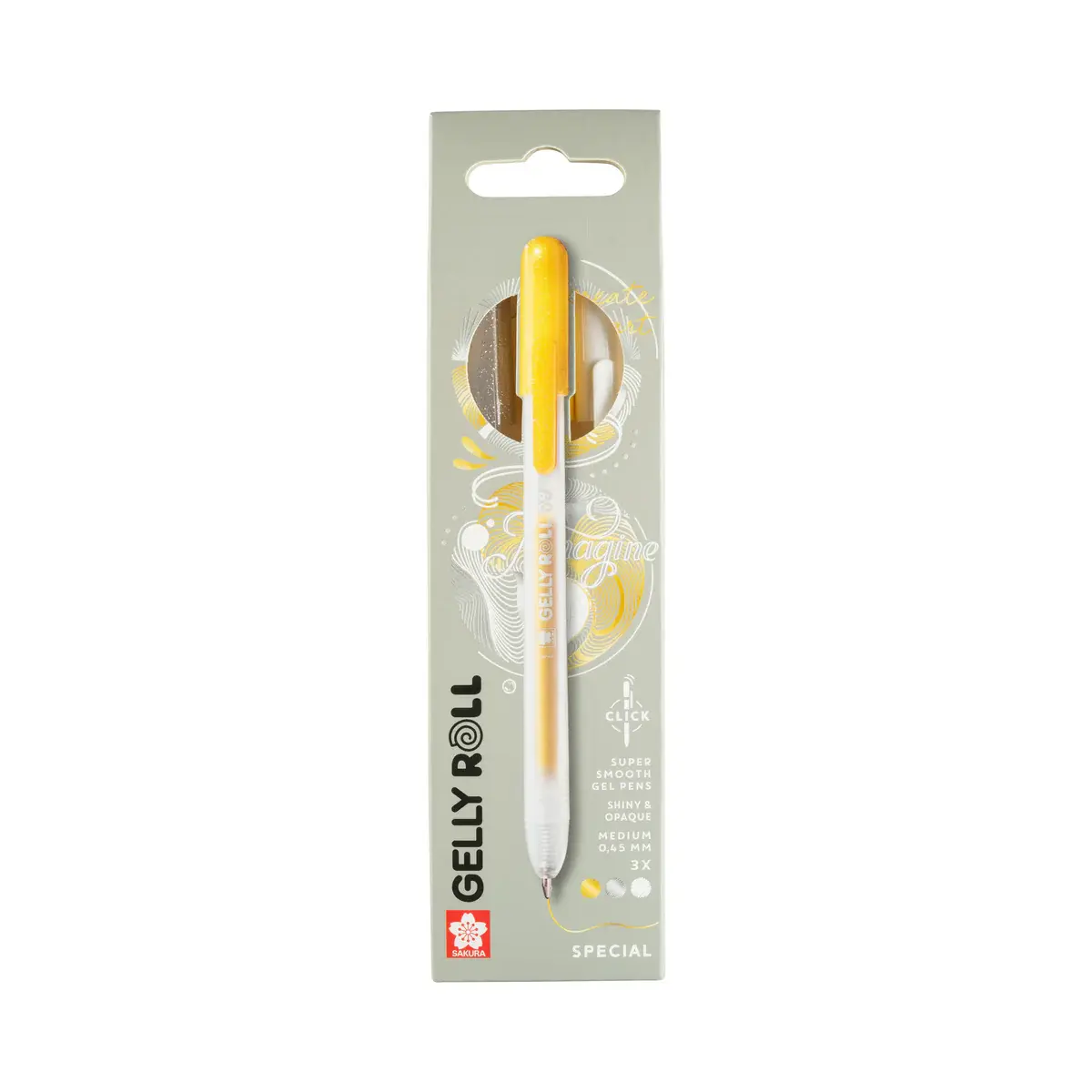 SAKURA Gelly roll Set de 3 stylos gel blanc-or-argent
