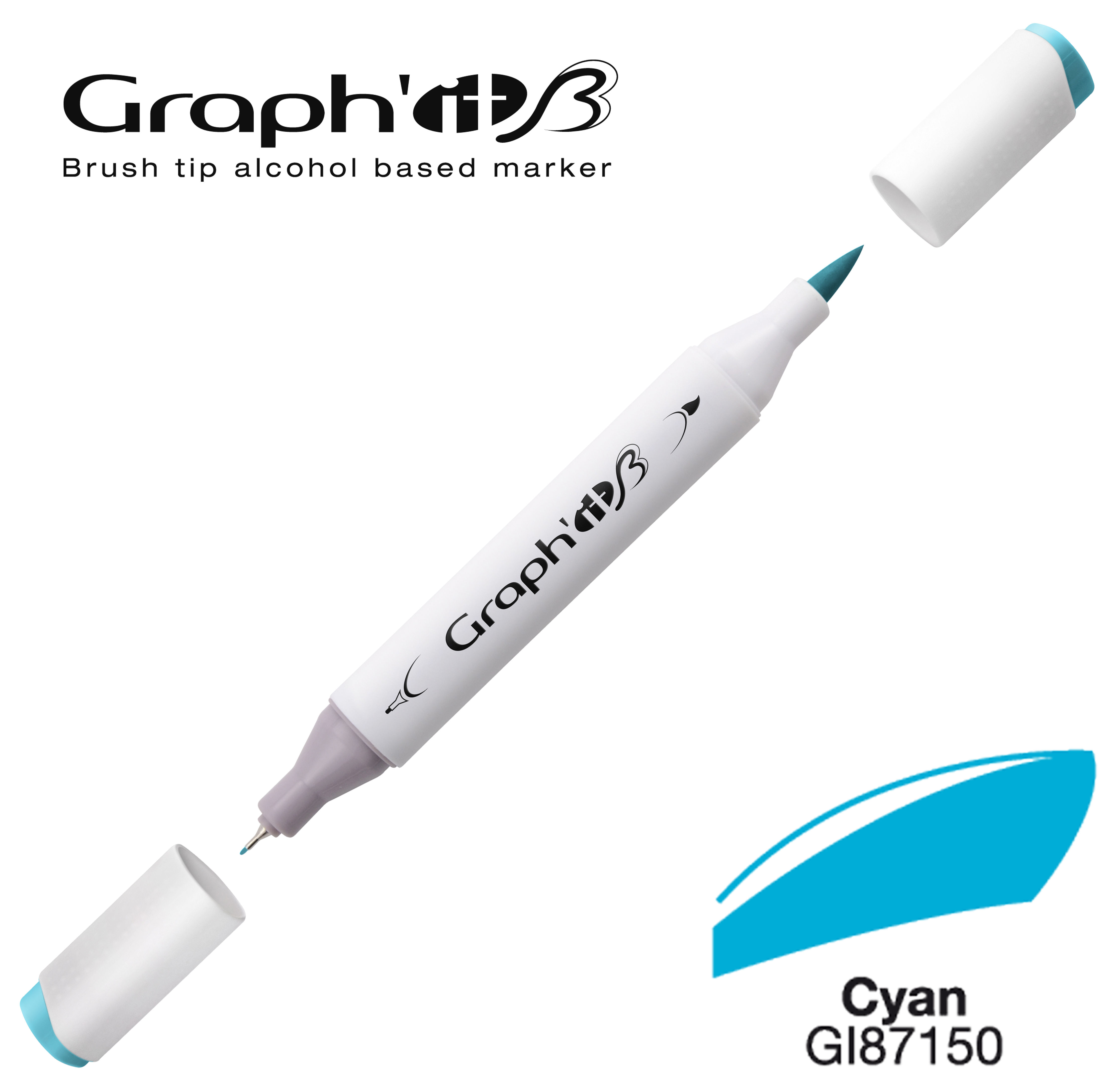 Graph'it Marqueur alcool brush 7150 - Cyan