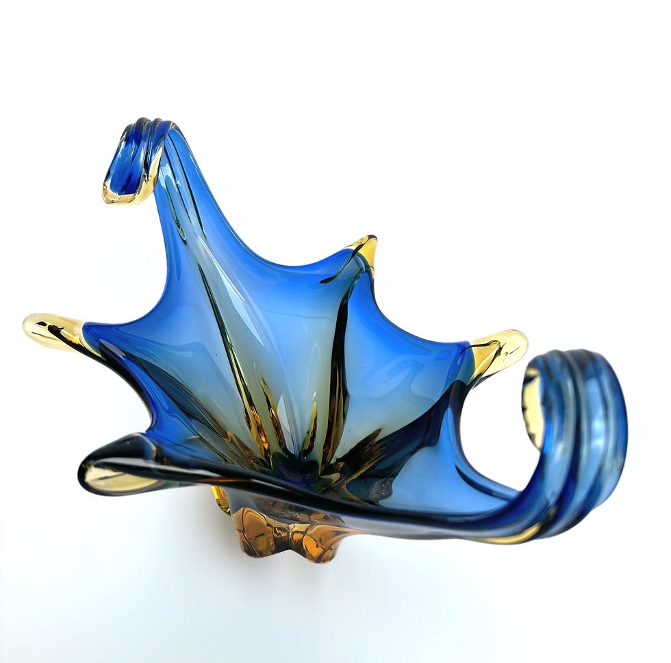 Thumbnail: Vintage Murano Cristallo Venezia Ccc, blue/copper Sommerso Glass bowl 1960's