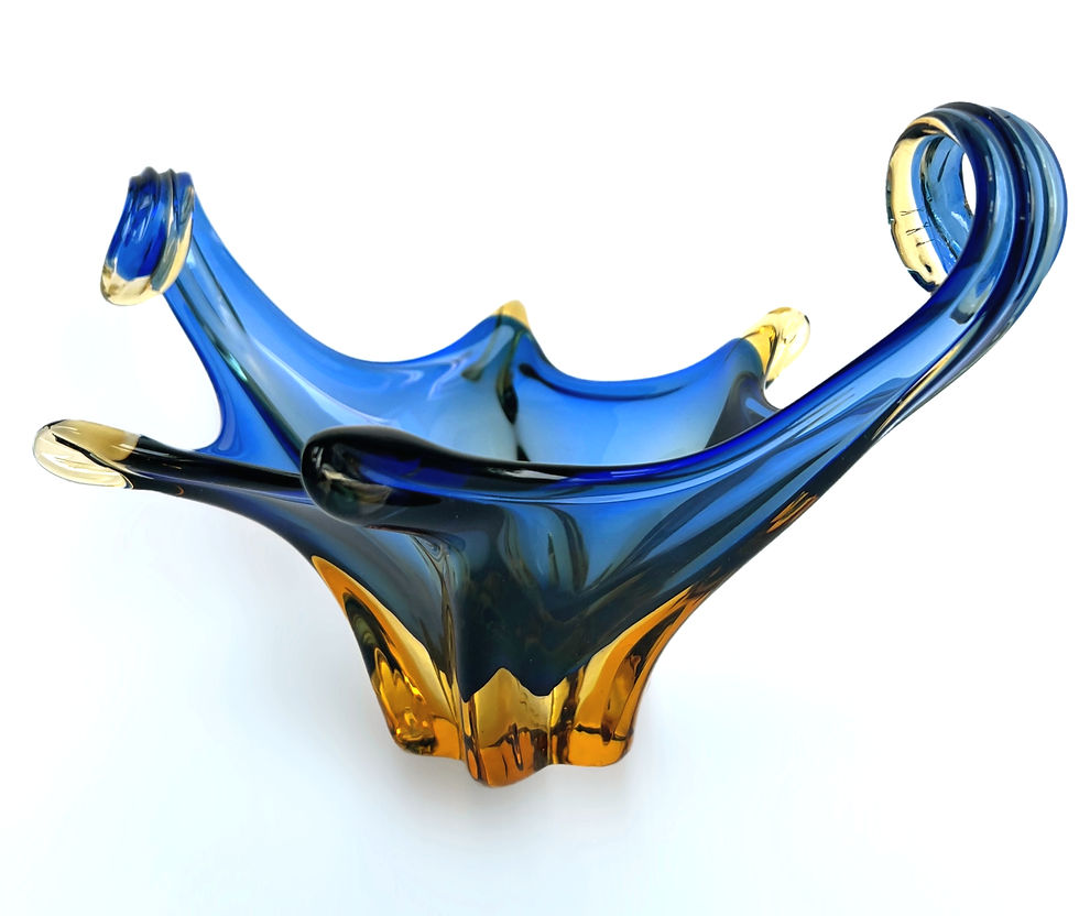Thumbnail: Vintage Murano Cristallo Venezia Ccc, blue/copper Sommerso Glass bowl 1960's