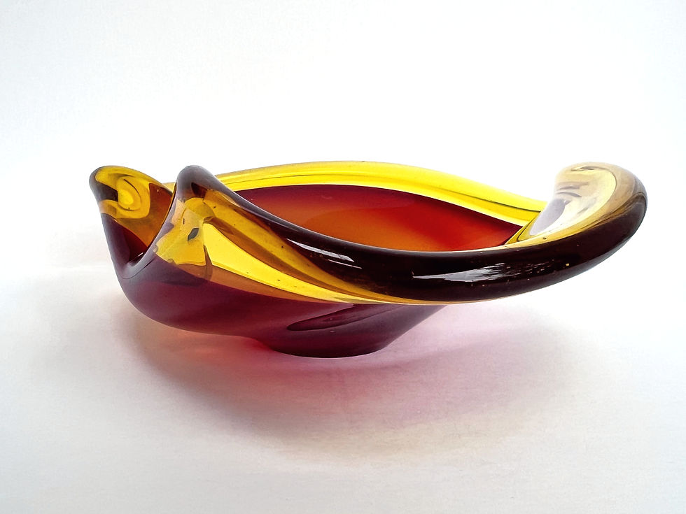 Thumbnail: 1970s Murano style Selenium Amber Red Glass Flame Bowl