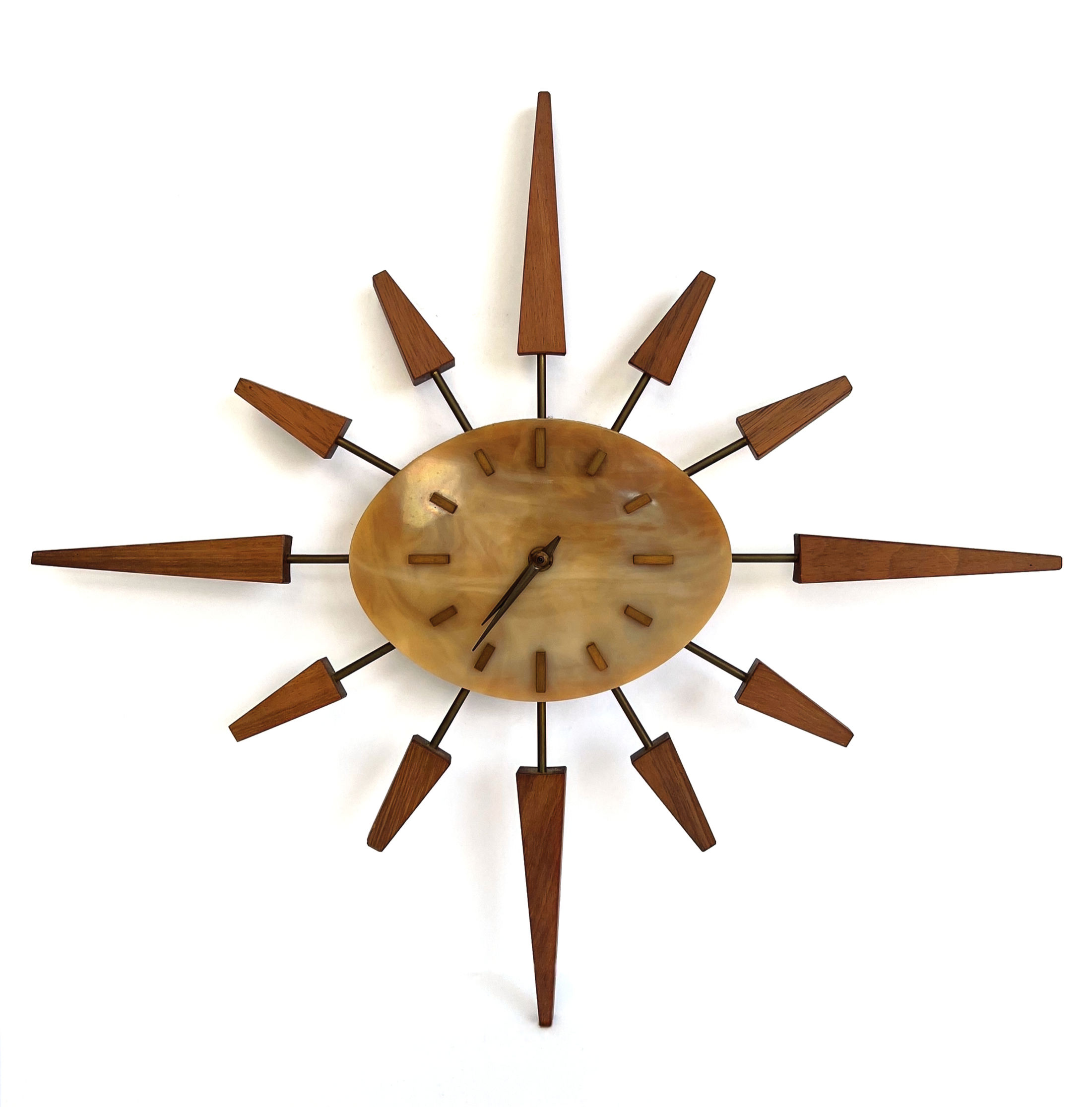 Mid-Century Retro Wooden Manley starburst clock