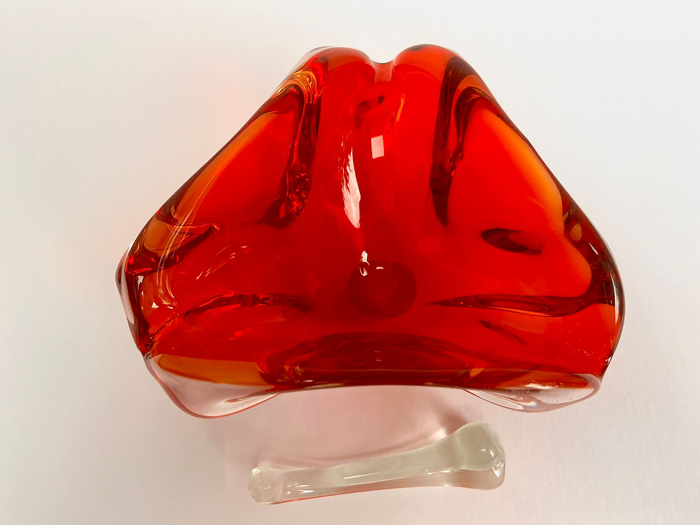 Thumbnail: Vintage 1960's, Murano Seguso Vetri d'Arte, Sommerso freeform glass bowl dish