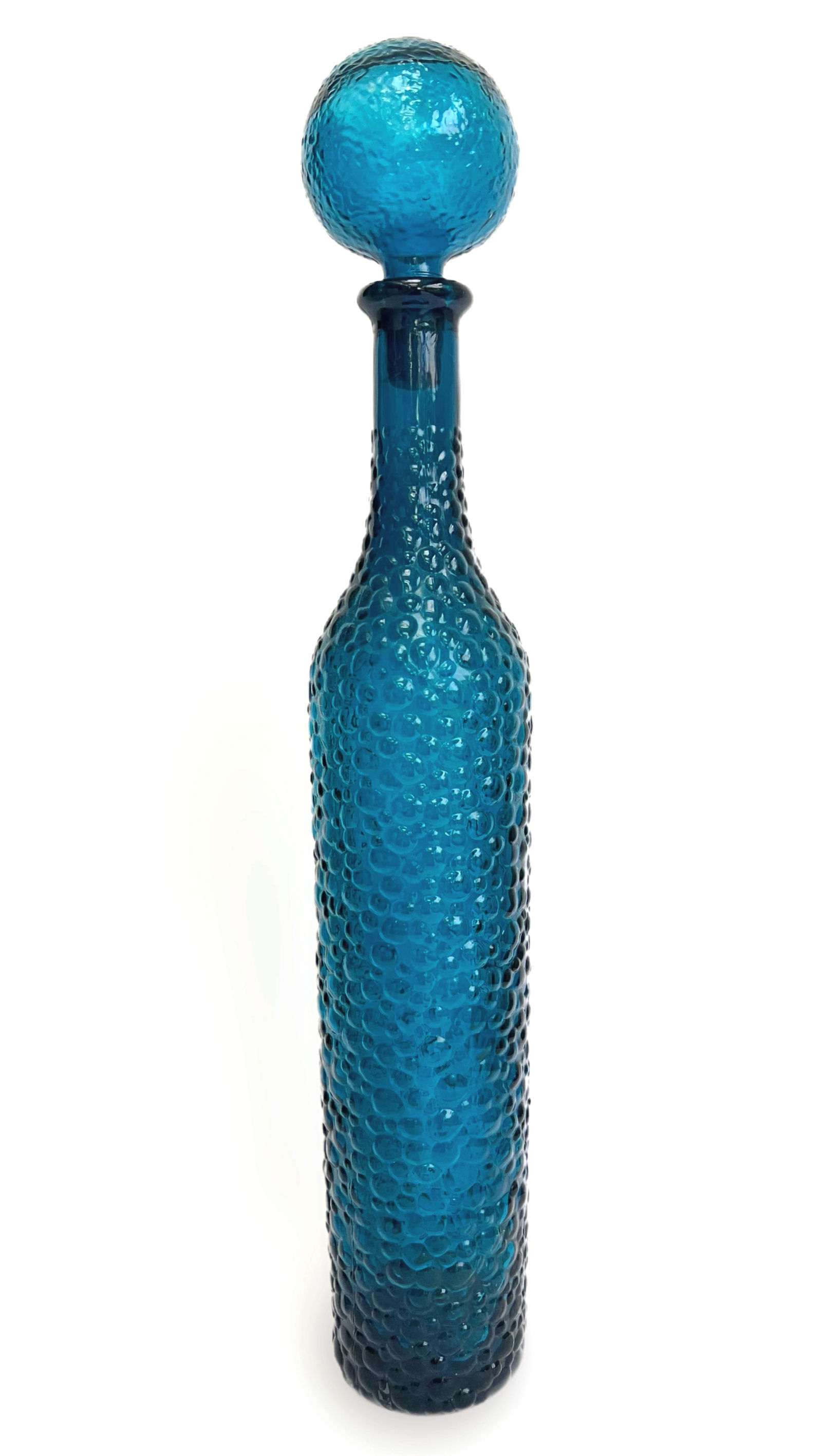 Mid Century Italian "Genie" Bottle In Blue Empoli Glass 1960s