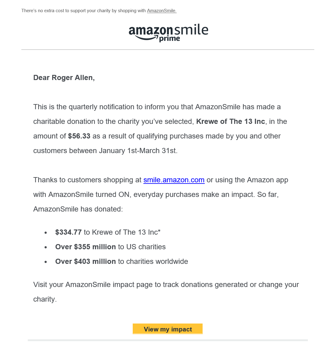 Amazon Smile - are you supporting K13 with your shopping? content media
