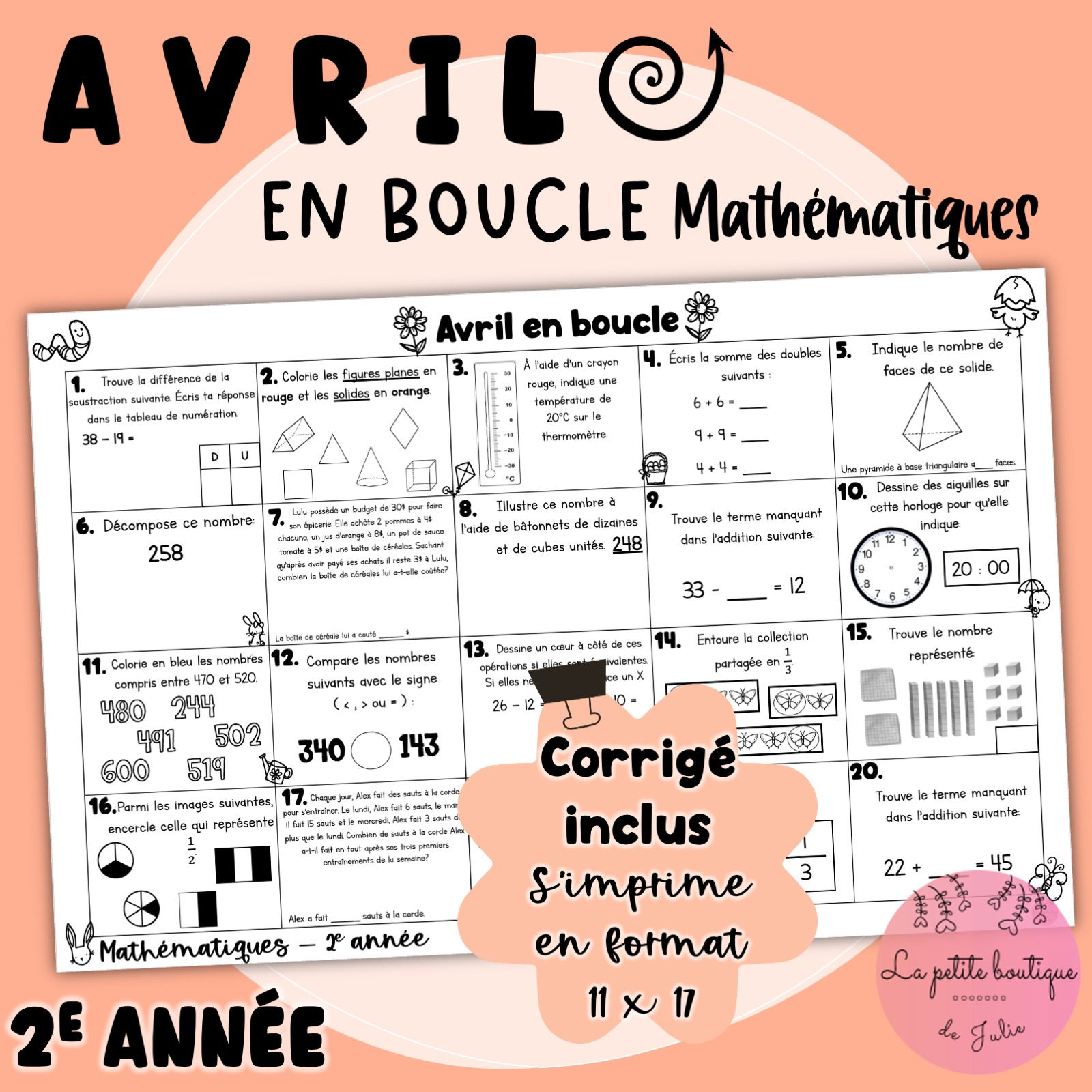 Avril en boucle - Math 2e