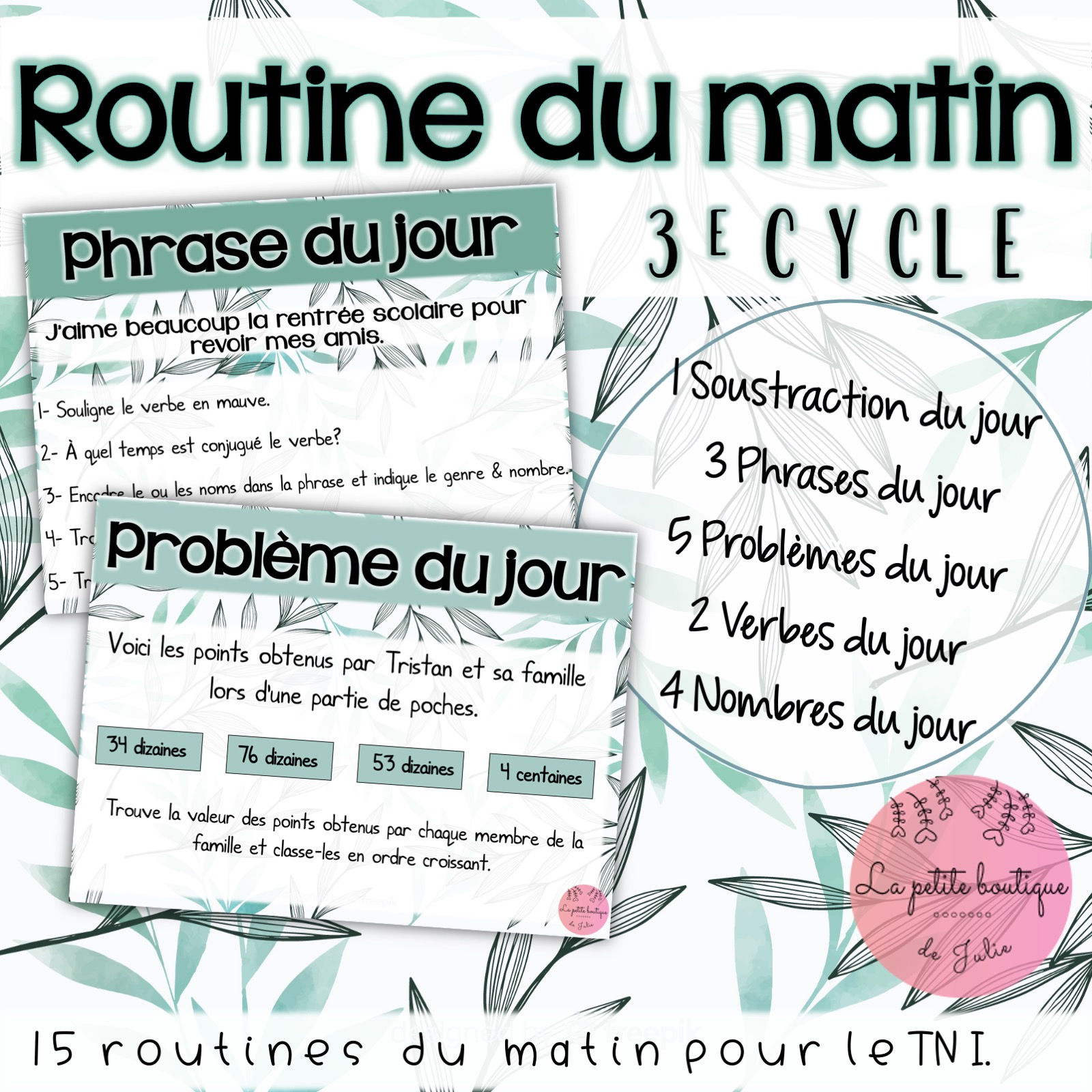 Routine du matin - Septembre 3e cycle