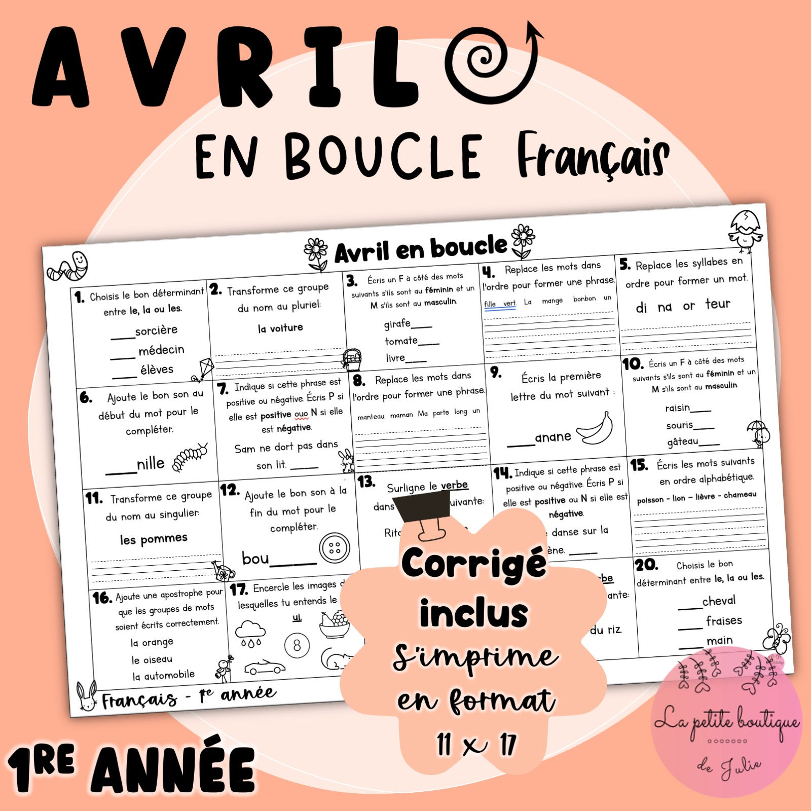Avril en boucle - Français 1re