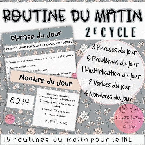Routine du matin - Mars 3e année | La petite boutique de Julie