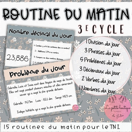 Routine du matin - Mars 3e cycle | La petite boutique de Julie