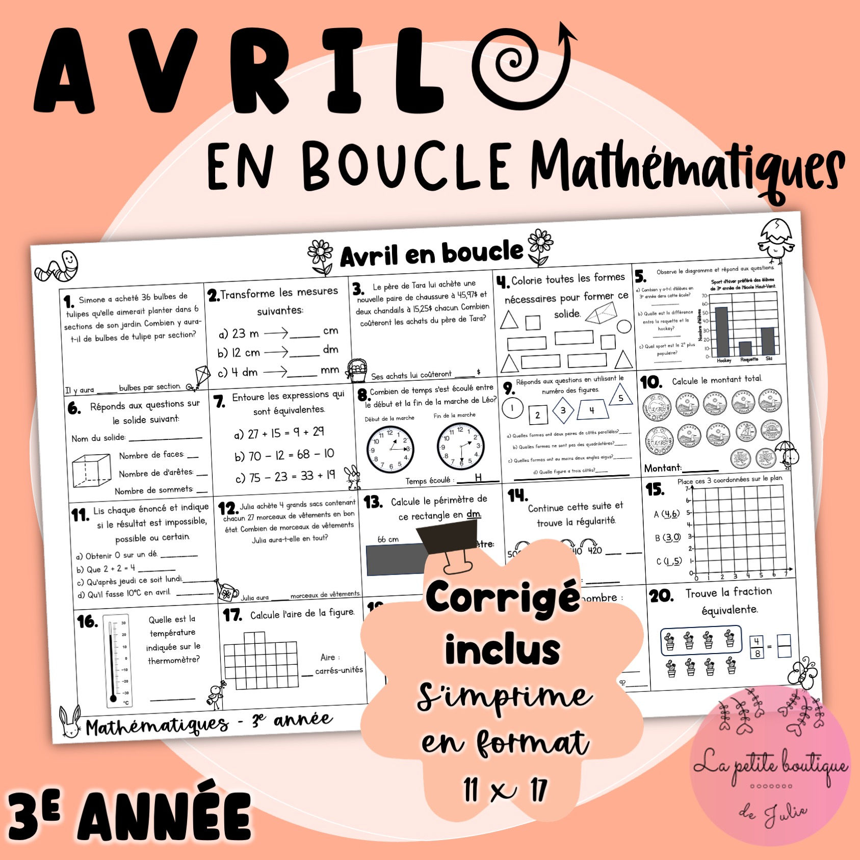 Avril en boucle - Math 3e