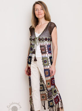 【本日掲載終了】HOWIE LONG CROCHET VEST トートバッグ2点 Fringed Maxi Cardigan Vest Crochet Pattern