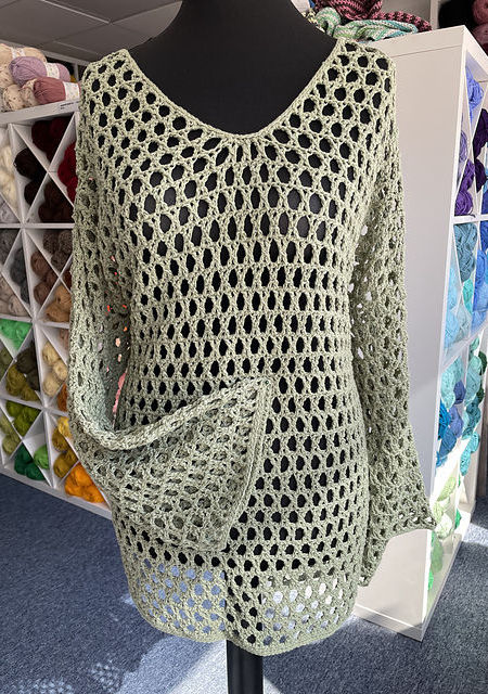 Stellar Net Pullover crochet pattern by tester Alison Platt