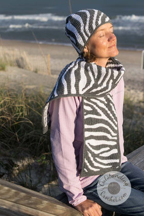 Zebra Hat & Scarf mosaic crochet pattern | outstanding-crochet