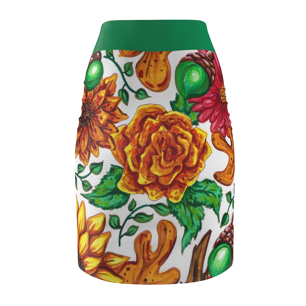 Thumbnail: Fall Flowers, Women's Pencil Skirt