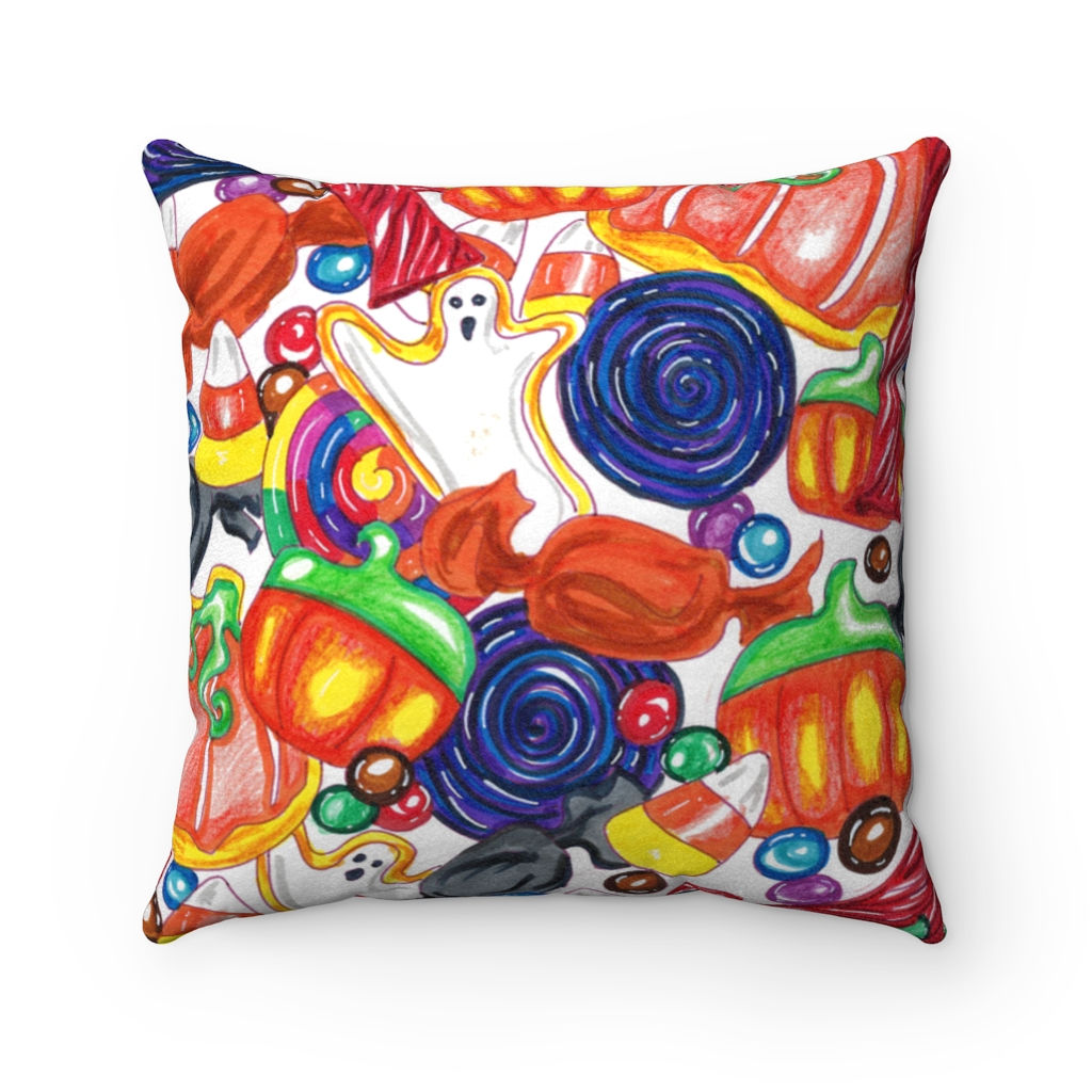 Halloween Candy, Faux Suede Square Pillow
