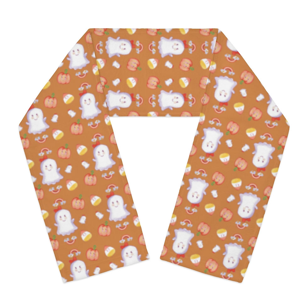 Thumbnail: Cozy Scarf, Orange Spookie Boopie Pattern