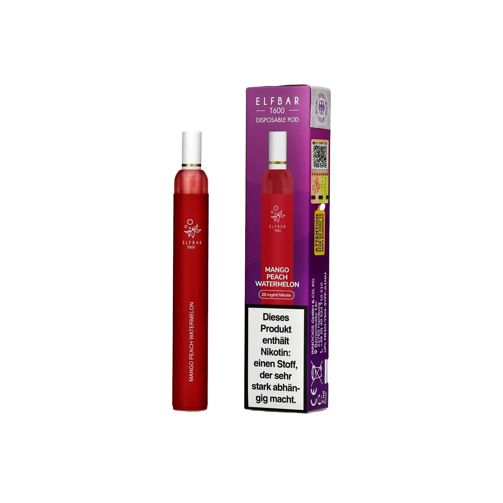 Elfbar T600 E-Shisha EW Mango Peach Watermelon 20mg