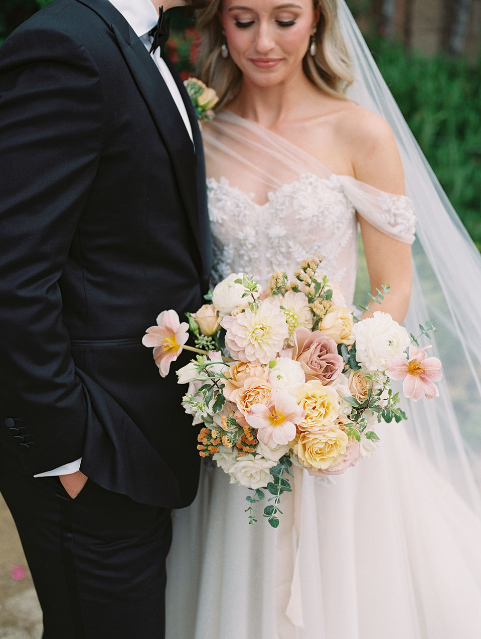 Fine art bride and groom romantic first look photo at Catalina View Gardens, Rancho Palos Verdes