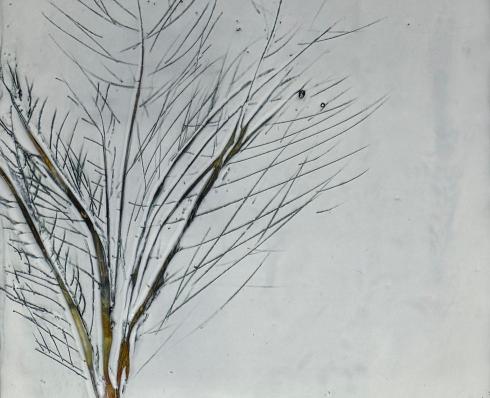 Encaustic, cold wax, oil pigment stick, India ink on cradled wood panel                                        