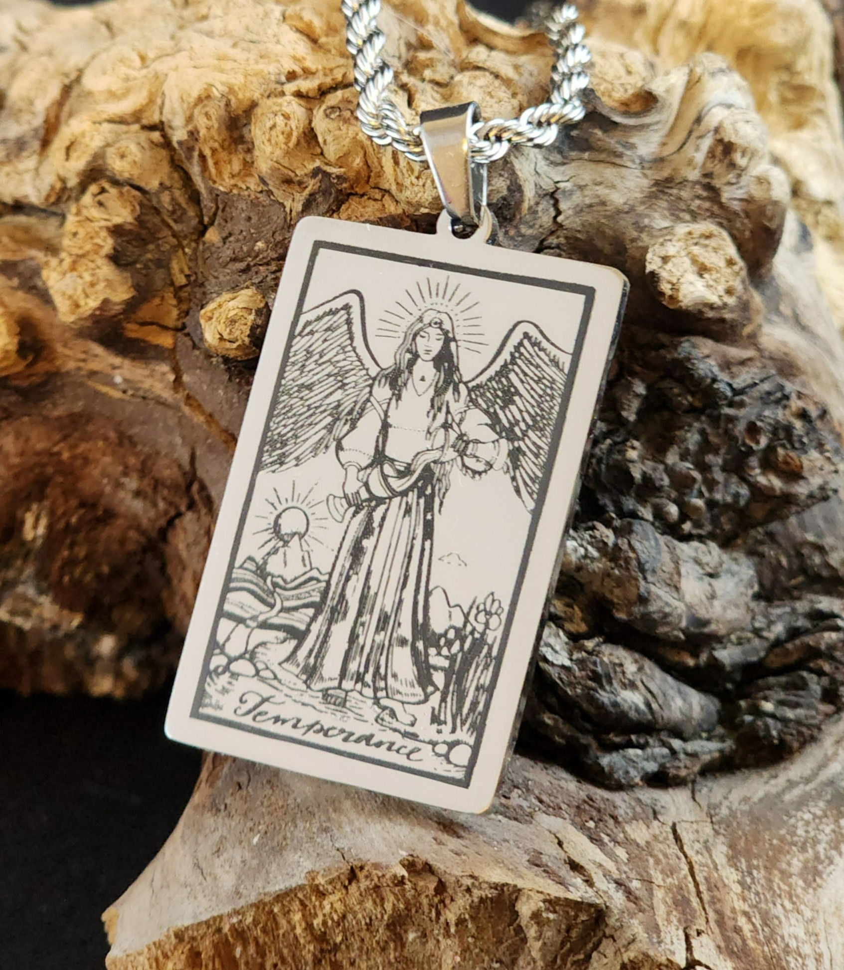 Temperance - Major Arcana Tarot Card Stainless Steel Necklace