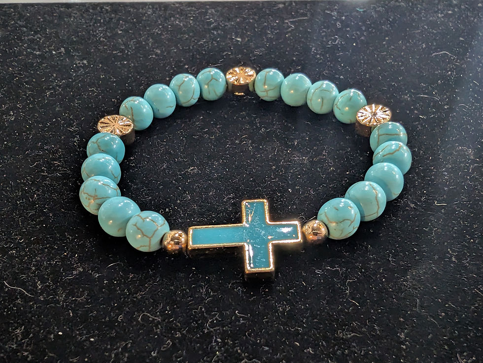 Turquoise and Gold Edged Cross Bead Bracelet