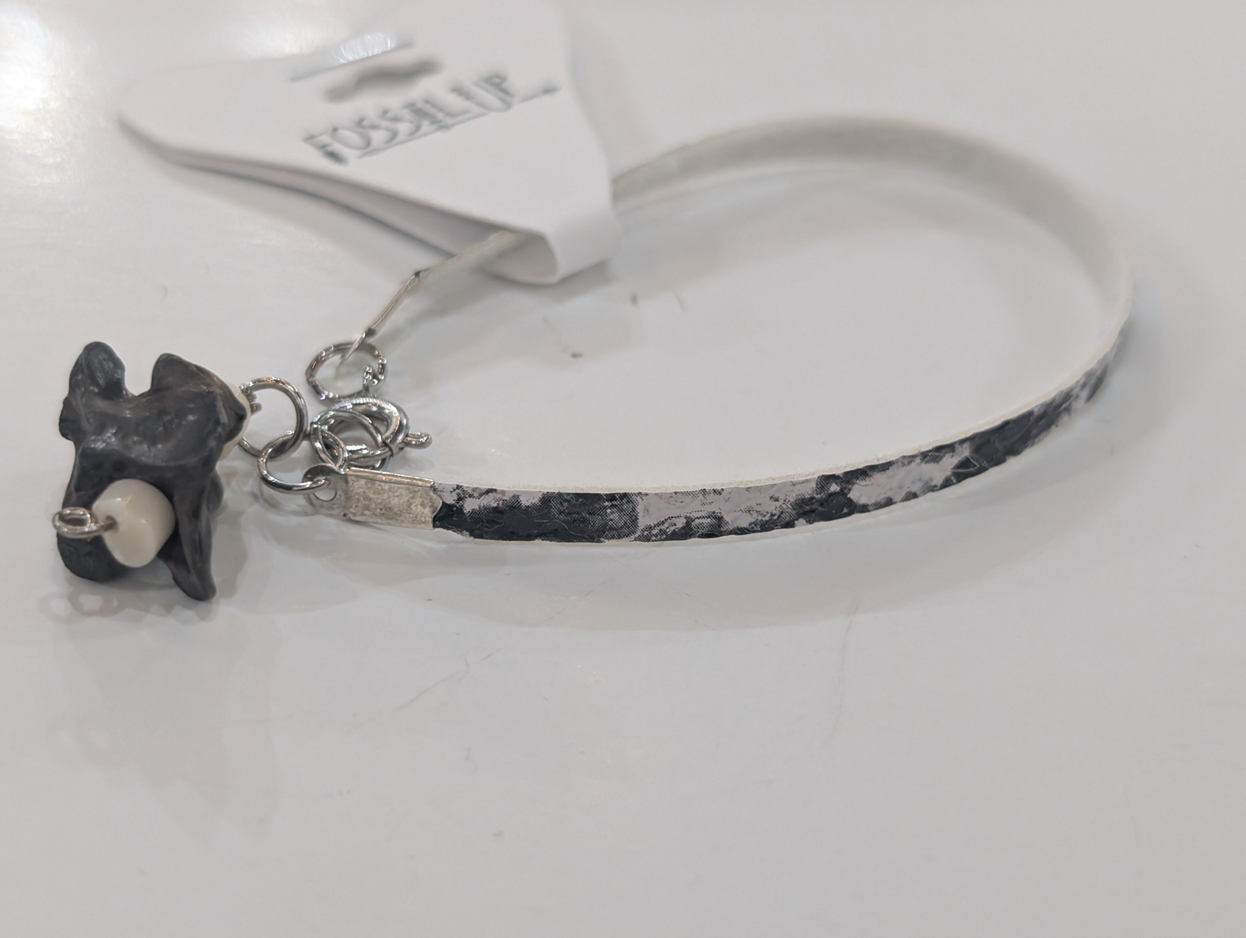 Serpent's Whisper - Real Fossil Snake Vert Charm Bracelet